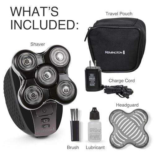 Remington XR7000 Balder Pro Rotary Shaver Rechargeable Waterproof Electric Razor for Men Cordless Lithium Power 5 Dual Track Flexing Heads and Pop-Up Trimmer Black