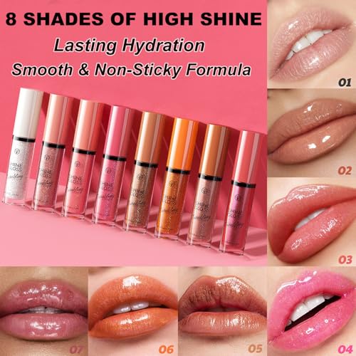 Brown Shimmer Plumping Lip Gloss with Glitter - Non Sticky