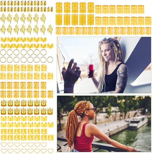 190 Pcs Gold Hair Jewelry for Braids & Dreadlocks - Stylish Accessories