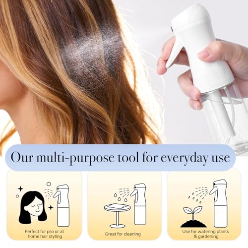 200ml Clear Spray Bottles Set - 3Pcs Continuous Fine Misters for Hair & Beauty