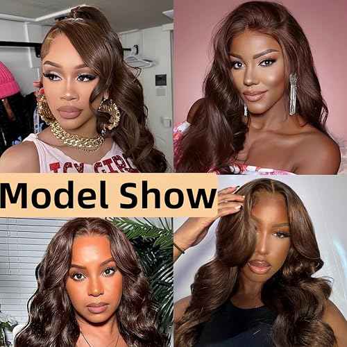 30 Inch Chocolate Brown Lace Front Wig Human Hair 13x6 HD Body Wave Lace Front Wigs Human Hair 180 Density Pre Plucked Colored 4# Frontal Wigs Human Hair Brown Wig Human Hair Wigs for Women