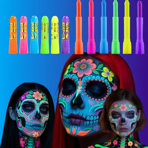 Glow In The Dark Face Paint, 6 Color UV Neon Makeup Kit