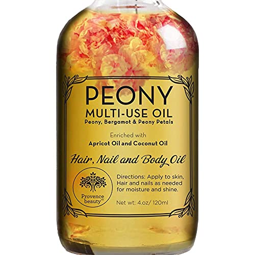 Provence Beauty Lavender Multi-Use Oil for Face, Body and Hair - Organic Blend of Apricot, Vitamin E - Peony Multi-Use Oil for Face, Body and Hair - Organic Blend of Apricot