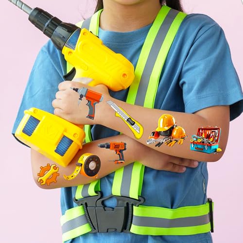 224 Pcs Tools Tattoos Temporary Stickers Maintenance worker Toolbox Mechanic Electrician Great father Party Supplies Decorations Camping Themed Birthday Favors Tattoos