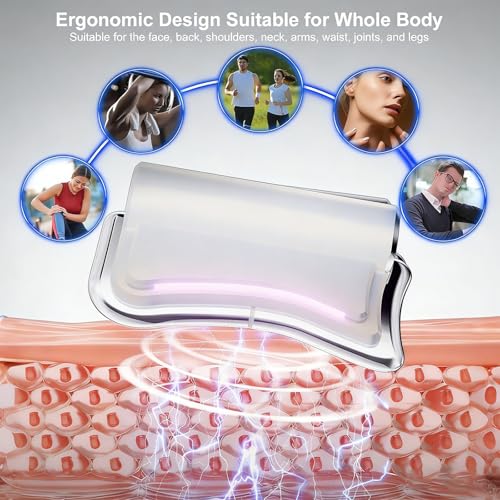 Heated Muscle Scraper Massage Tool,4 in 1 Electric Fascia Knife Gua Sha Tool for Whole Body Relaxation & Skincare with Light-Care 4 Modes 3 Levels, for Deep Tissue-White