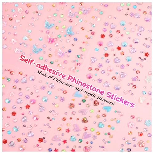 20 Sheets Face Gems Jewels for Makeup Self Adhesive Rhinestones Gems Stickers for Face Nail Eyes Decor Bling Stick on Jewels for Christmas DIY Craft, Card Decorations