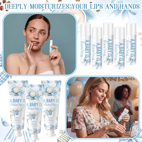 Coffee Themed Baby Shower Hand Cream & Lip Balm Set - 24 Pack