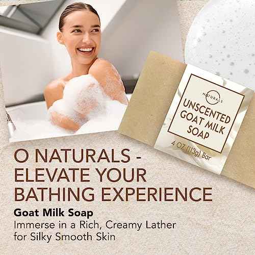 O Naturals 3-Pcs Goat Milk Soap with Soap Saver Bag - Unscented, Triple-Milled, Nourishing, for Sensitive Skin