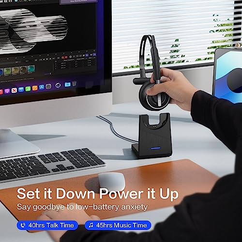 Bluetooth Headset with Microphone for PC - Noise Cancelling, USB Dongle & Mute Button