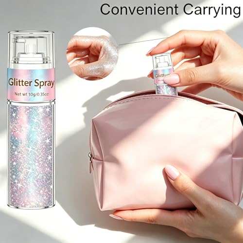 Lingyun Holographic Hair & Body Glitter Spray - Silver Rainbow