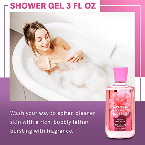 Japanese Cherry Blossom Bath & Body Travel Set - 3 Piece Spa Gift