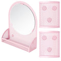 Pink Magnetic Locker Mirror with 2 Pen Holders