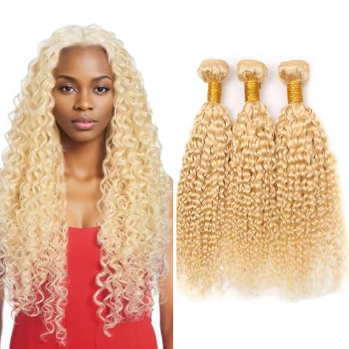 613 Blonde Water Wave Hair Bundles - 300g, 20-24 Inch Human Hair Weave