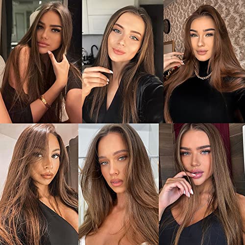 Brown Color Lace Front Wigs Long Straight Hair Synthetic Lace Front Wigs for Fashion Women Heat Resistant Hair