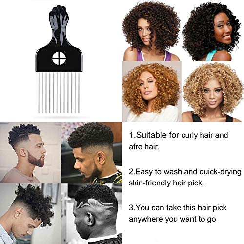Black Metal Afro Pick Comb for Curly Hair Styling