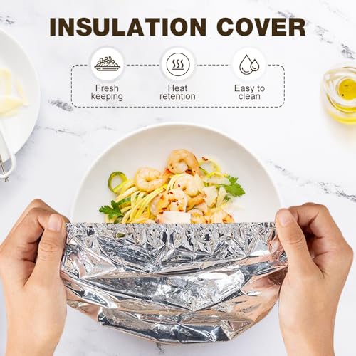Reusable Aluminum Foil Food Covers - Heat-Resistant with Elastic Edge