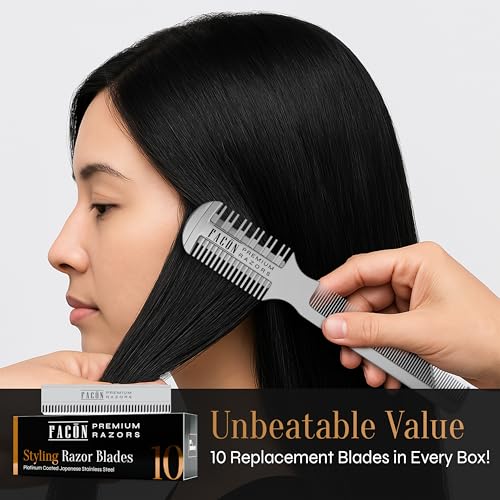 Hair Razor Comb with 12 Replacement Blades - Professional Thinning