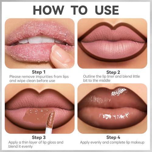 HOSAILY 3Pcs Lip Combo Set - Liner & Gloss Duo