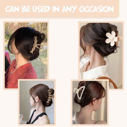 8PCS Hair Clips for Women, Flower Claw Clips for Thin Thick Curly Hair, Non-Slip Strong Hold Hair Jaw Clips, Summer Hair Accessories for Girls