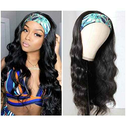 catti Headband Wig Human Hair Body Wave Human Hair Headband Wigs for Black Women Glueless None Lace Front Wigs Brizilian Virgin Hair Machine Made Headband Half Wig 150% Density (20" Headband wigs)