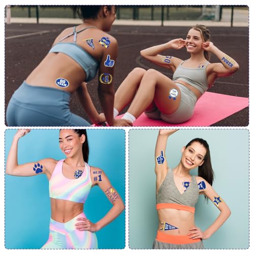 Blue Gold Team Spirit Temporary Tattoos 138PC