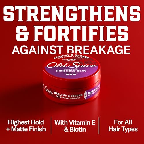 Old Spice High Hold Clay for Men, Healthy & Strong with Vitamin E & Biotin, Men's Hair Styling Clay, High Hold, Matte Finish, 2.22 oz