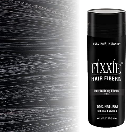 FIXXIE Black Hair Fibers for Thinning Hair 27.5g Bottle - Natural Keratin Hair Concealer for Men & Women