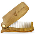 Pocket Sized Wooden Beard Comb & Mustache Comb with Fine & Coarse Teeth - Perfect for Use with Balms and Oils (Folding Comb Small)