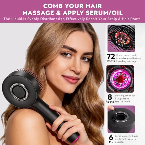 Red Light for Hair Growth Comb - 3-in-1 Hair Growth Brush Electric Scalp Massager Oil Applicator, IPX7 Waterproof Design, Portable for Men & Women Home & Travel