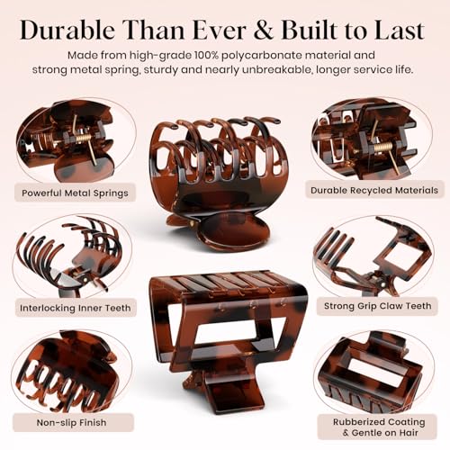 Medium Claw Clips for Women - 8 PC Hair Clips Set