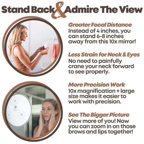 Magnifying Mirror with 3 Suction Cups 9 Inch (10X Magnification)