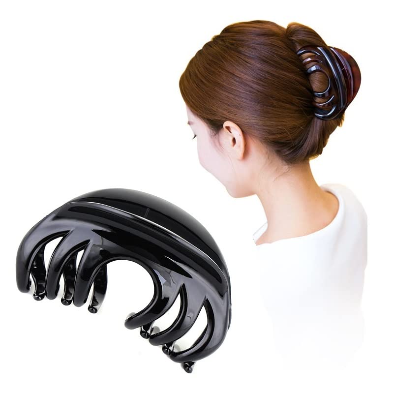 Liasun 4" Large Hair Claw Clip-Acrylic Strong Holding Power Hair Clips Hairgrip for Women and Girls Hair Barrettes for For Thick Hair(C-Black)