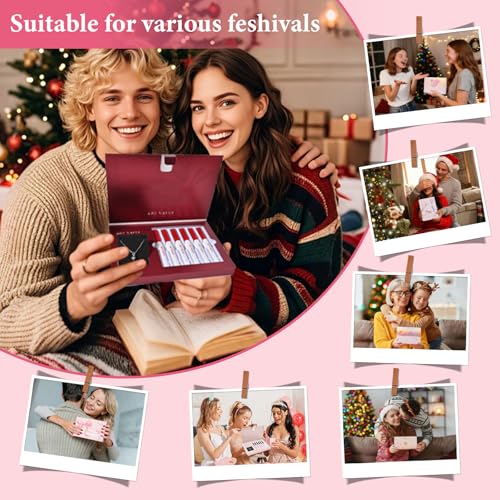 Christmas Gift for Women, 7 Pcs Gift Box Set Include Matte Lipstick, Lip Balm, Lip Lotion and Necklace, Easy to Match with Different Makeup looks, Birthday Makeup Set Gift for Girls-02