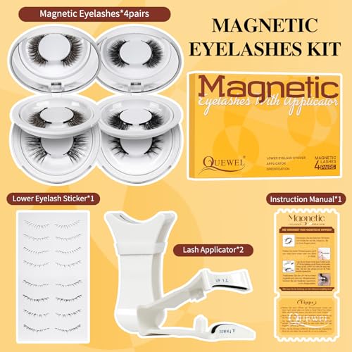 Magnetic Eyelashes 4 Pair Kit - No Glue Needed, Reusable