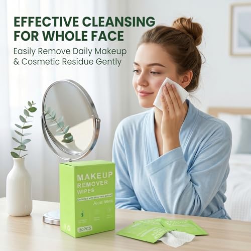 30ct Gentle Makeup Remover Wipes – Biodegradable, Travel-Size