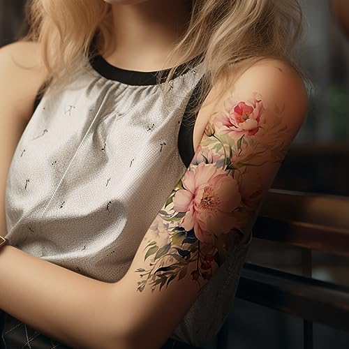 Watercolor Floral Temporary Tattoo Sleeves - 25 Sheets Kit