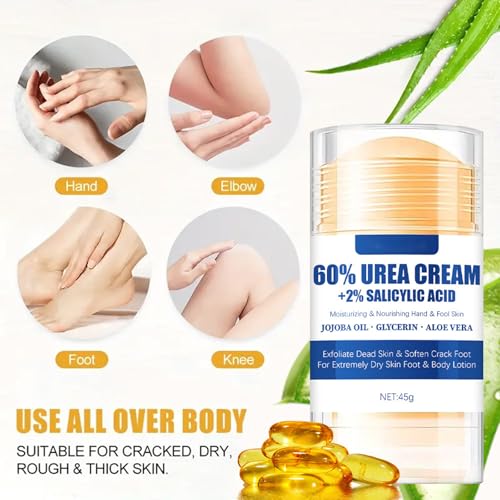 60% Urea Foot Cream Stick for Dry Cracked Heel & Skin Repair, Moisturizing Balm