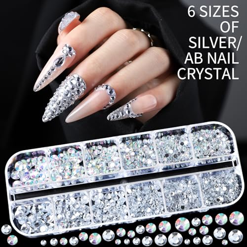 Teenitor 3D Nail Art Charms and Rhinestones Set with Gold Stickers