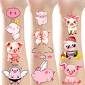 168 Pcs Pink Pig Temporary Tattoos Stickers Farm Animals Themed Birthday Party Favors Decorations Goodie Bag School Prizes Tattoo
