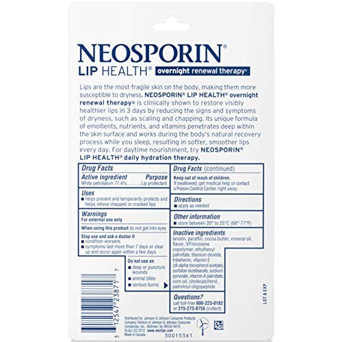 Neosporin Lip Health Overnight Renewal Therapy 0.27 oz (Pack of 8)