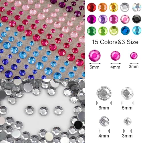 1332 PCS Rainbow Self-Adhesive Face Gems & Body Jewels, 15 Colors