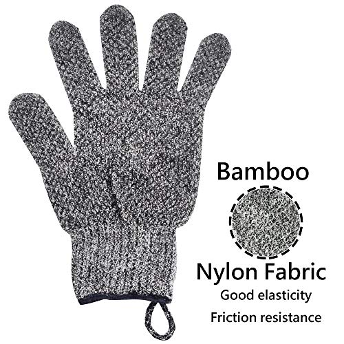 Bamboo Charcoal Exfoliating Shower Gloves | Body Scrub Pair