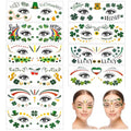 HOWAF 10 Sheets St Patrick's Day Face Tattoo Stickers,Shamrock Clover Facial Makeup Sticker Face Eye Tattoos for St. Patrick's Day Party Accessory, Irish Green Party Glitter Face Art Temporary Tattoos