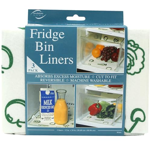Absorbent Refrigerator Liners - 12x24 Inch Veggie Print, 3 Pack