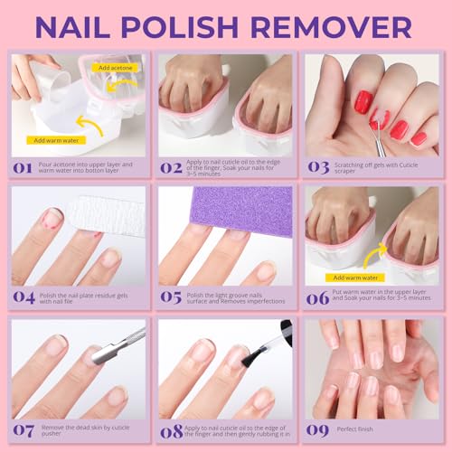 Teenitor 10-Piece Gel Polish Remover Kit with Acetone Proof Soaking Bowls