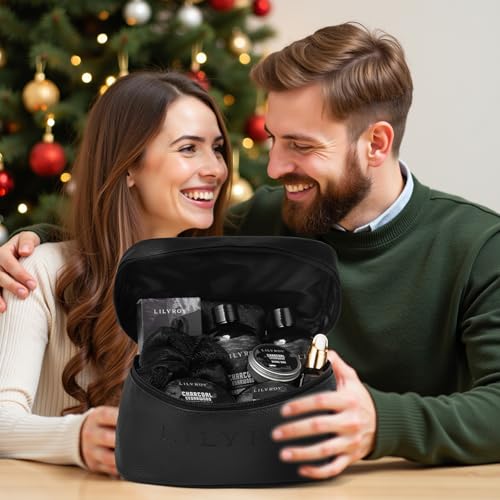 Fathers Day Gifts for Men - Luxury Bath & Beard Gift Set for Men, Bath & Body Care Kit for Him with Beard Wax | Valentines Day, Christmas, Birthday, Spa Kit Travel Bag Gift for Dad