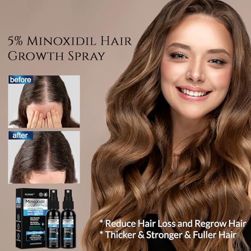 5% Minoxidil Hair Growth Spray for Men & Women with Biotin