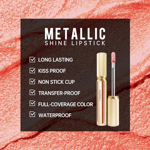 Peach Metallic Liquid Lipstick - Waterproof & Long-Lasting