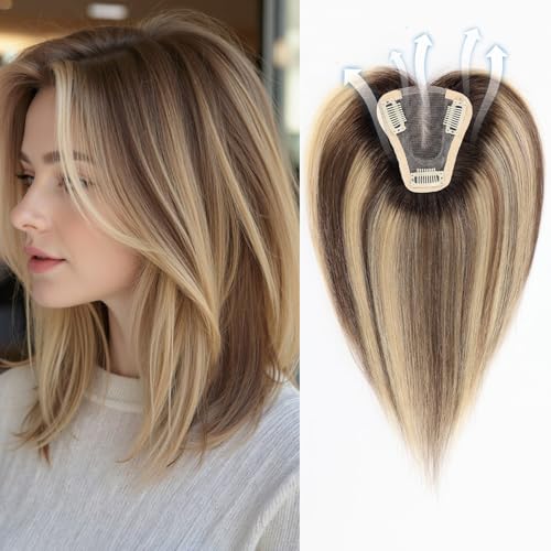 Starluck Hair Topper for Women - 100% Remy Human Hair, 12" Ash Blonde