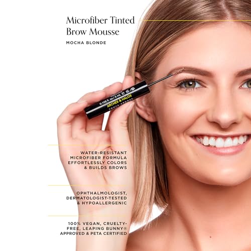 Arches & Halos Microfiber Tinted Brow Mousse - Mocha Blonde - Soft, Natural Definer Mousse to Shape, Sculpt and Control Eyebrows - Silky, Non-Crunchy, Fast-Setting Texture - Vegan Formula - 0.106 oz